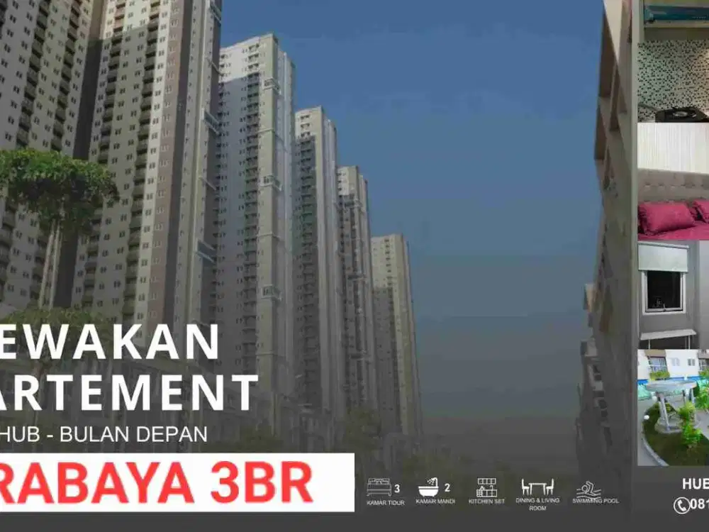 SEWA APARTEMEN MODERN KELUARGA PUNCAK DHARMAHUSADA 3 KAMAR TIDUR