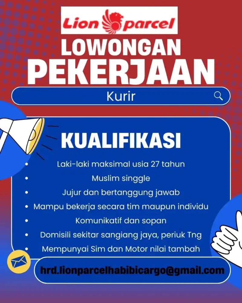 Lowongan Kerja Admin&Kurir Lion Parcel