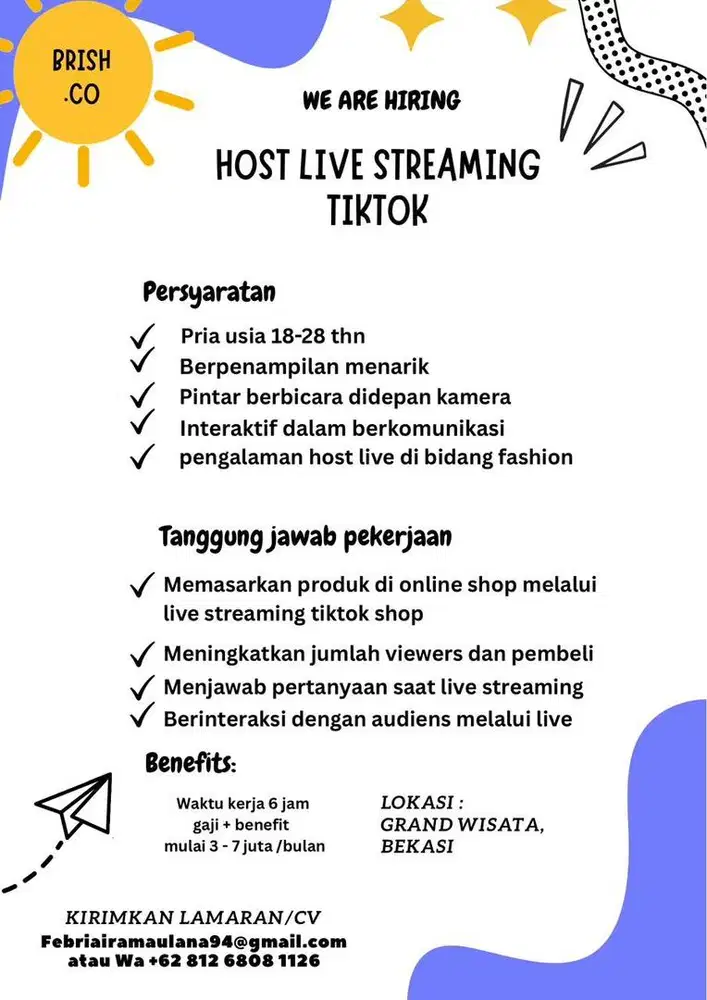 lowongan kerja live streaming tiktok