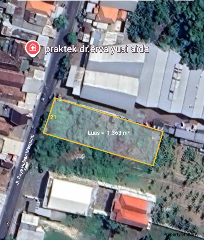 Dijual Tanah Strategis Lokasi Jl. Raya Hulaan Menganti Gresik