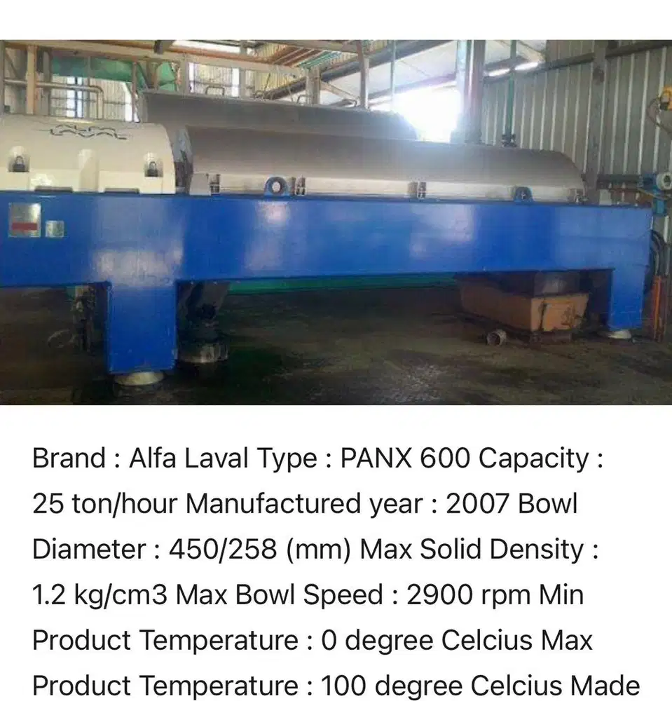 JUAL MESIN ALFA LAVAL DECANTER PANX-600 second.Jual Mesin Decanter