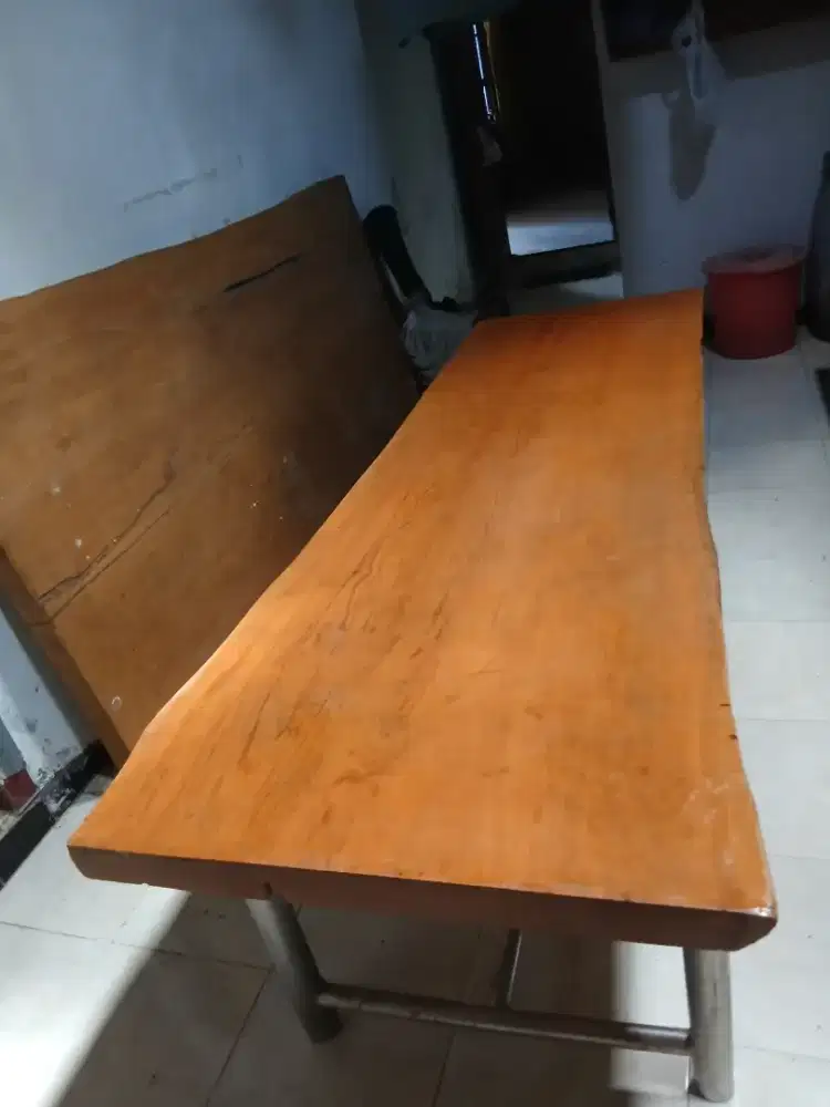 Meja kayu jati natural