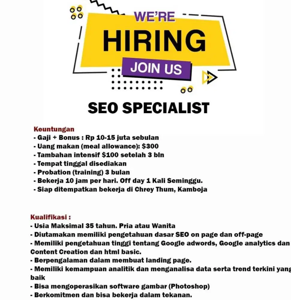 lowongan seo junior