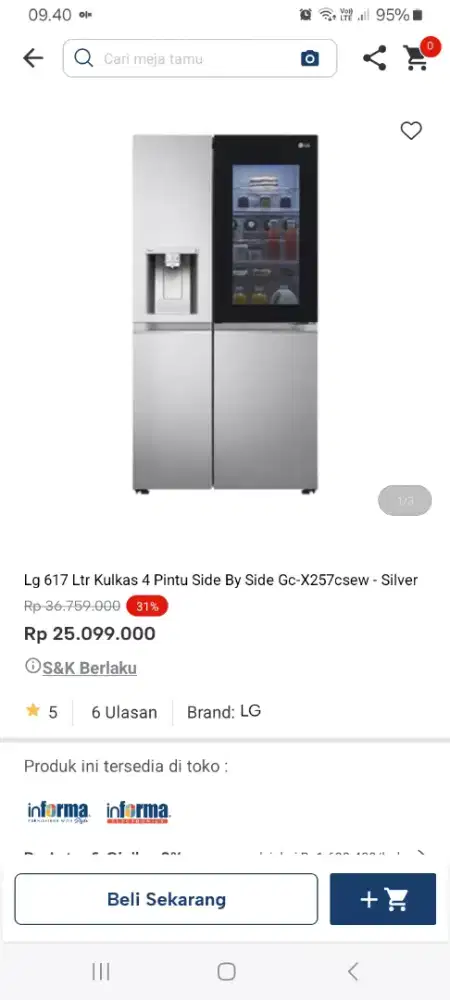 PROMO KREDIT LG 617 LTR KULKAS 4 PINTU SBS