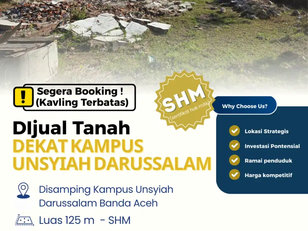 Dijual Tanah SHM 125 m² Dekat Kampus Unsyiah Darussalam Banda Aceh