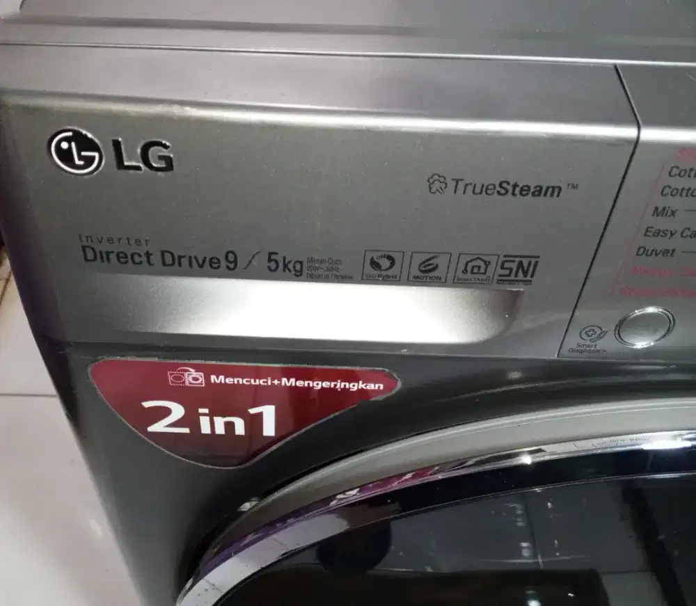 Mesin cuci frontloading LG 9/5kg udah driyer,bisa 100%kering,normal
