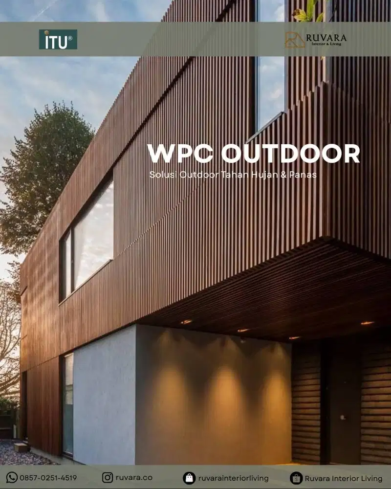 WPC Outdoor Decking 2900 x 220 mm | Tebal 26 mm | Anti Air
