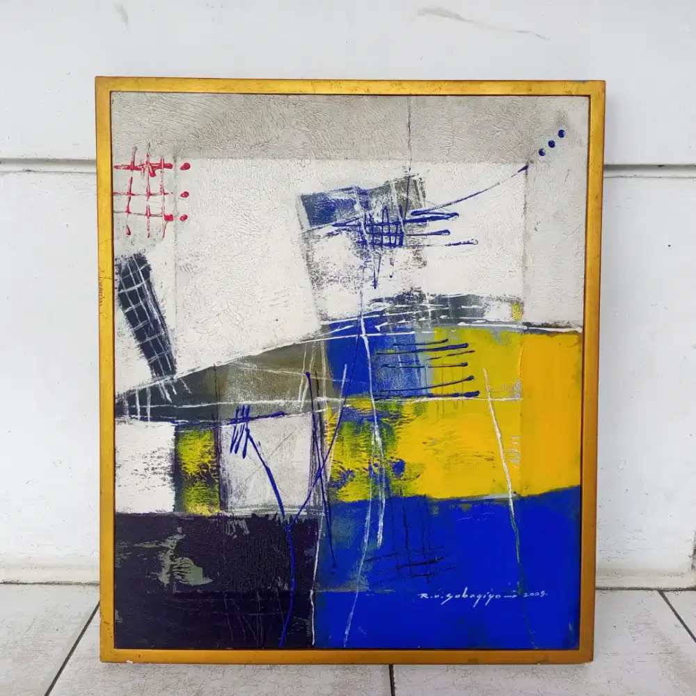 Lukisan R.U. Subagiyo 2005 Di Antara Air, Tanah, dan Angin II Vintage