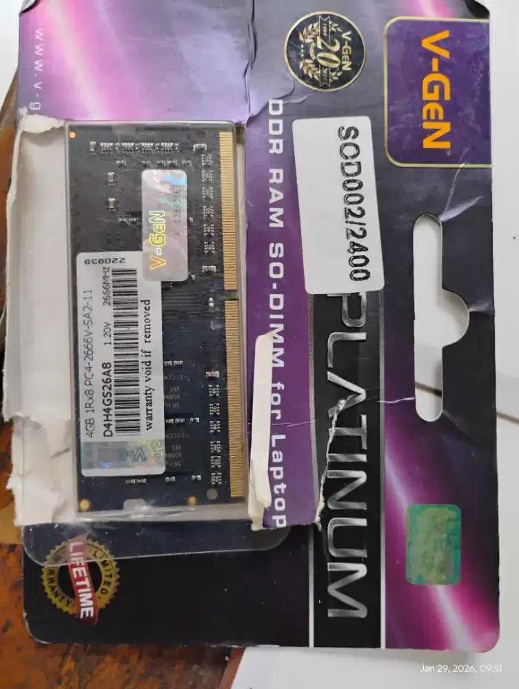 Ram  laptop vgen DDR4 pc 2666 4gb