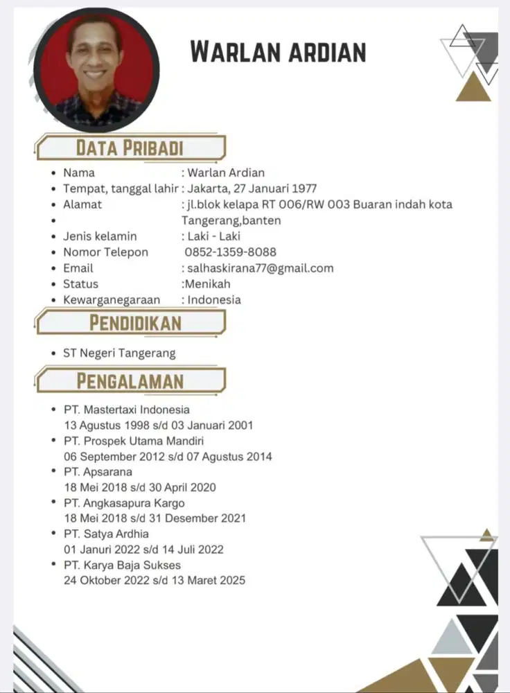 Mencari pekerjaan sopir prbadi /sopir pengiriman barang