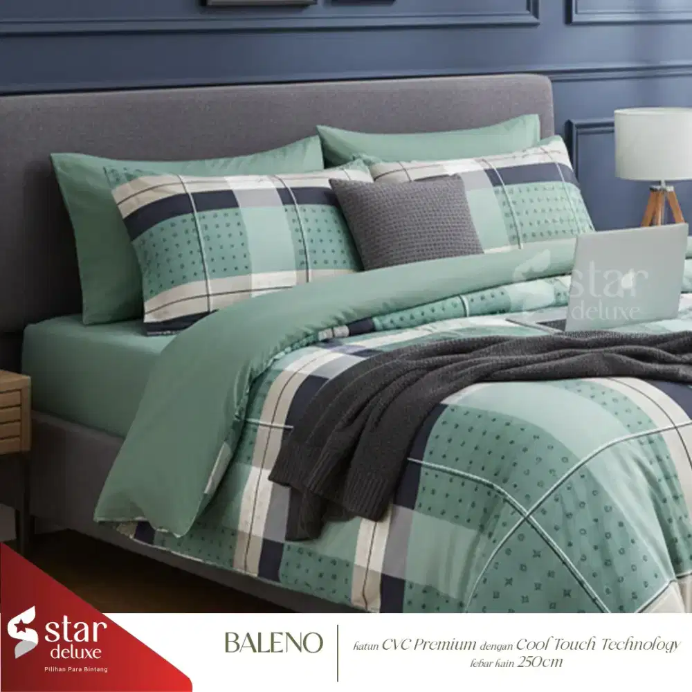Sprei katun minimalis hijau sage