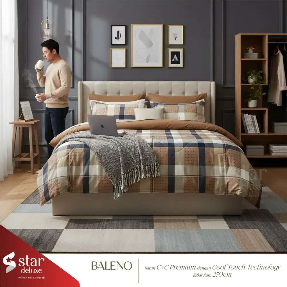 Seprei katun dingin motif coklat minimalis