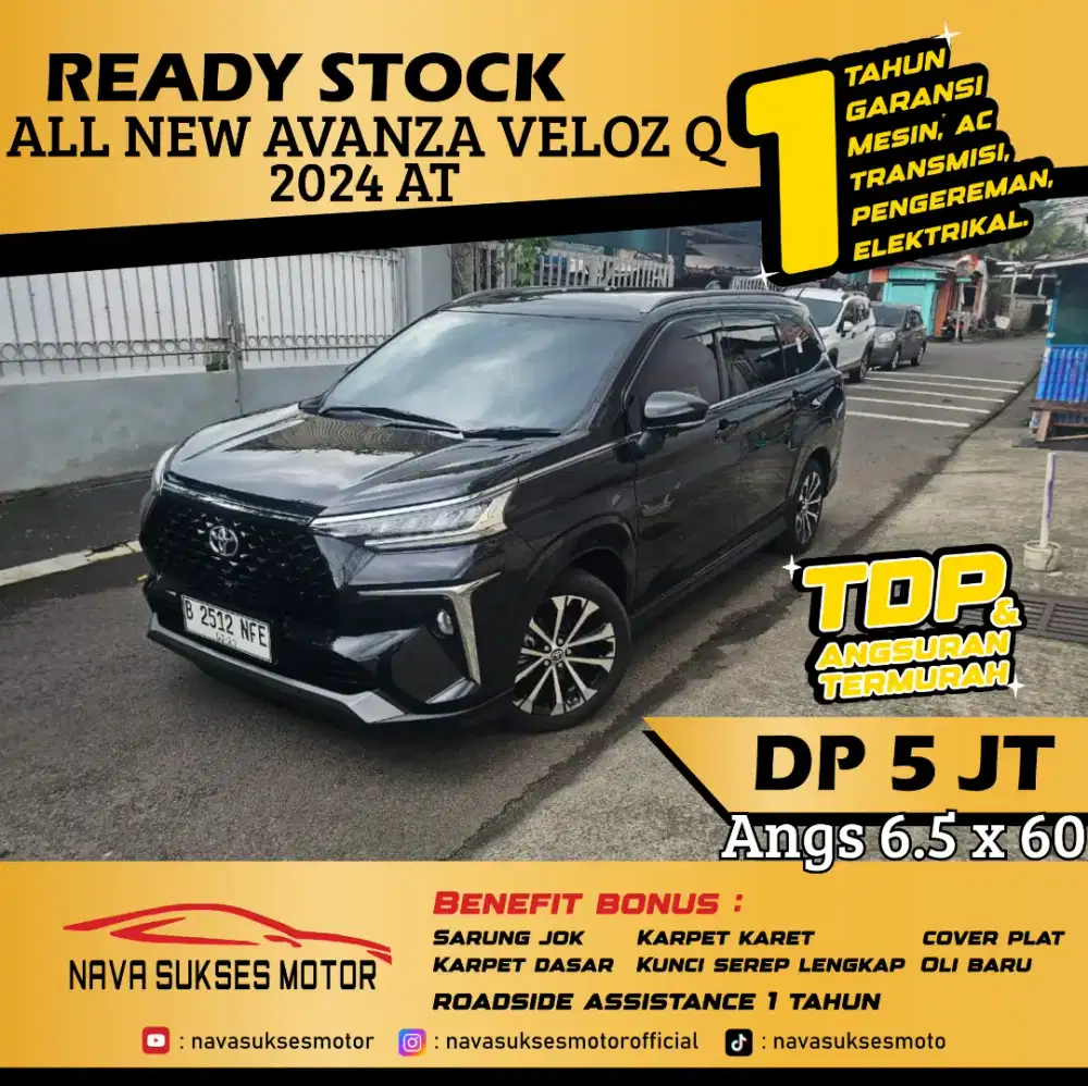 TDP 5 Jt Angs Termurah All New Avanza Veloz Q 2024 Matic Hitam Low Km
