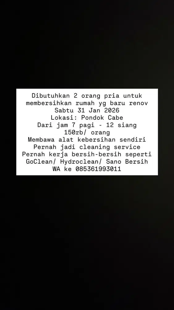 Lowongan Bersihin Rumah Renov