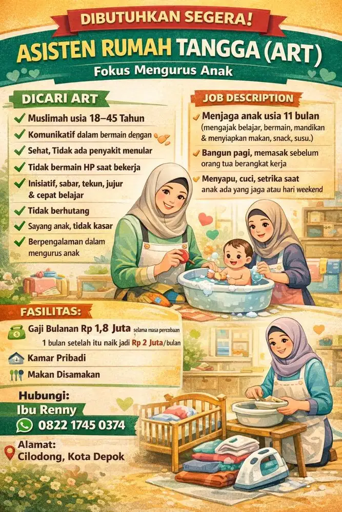 Assisten Rumah Tangga (ART) mengurus Anak