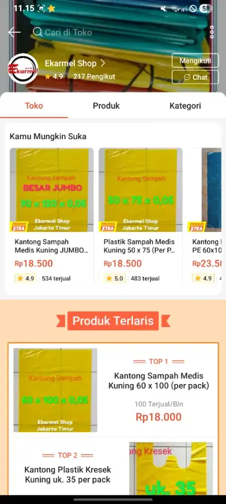 Kantong plastik sampah/ kresek