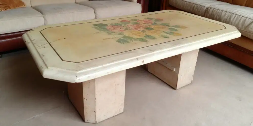 meja tamu gambar bunga