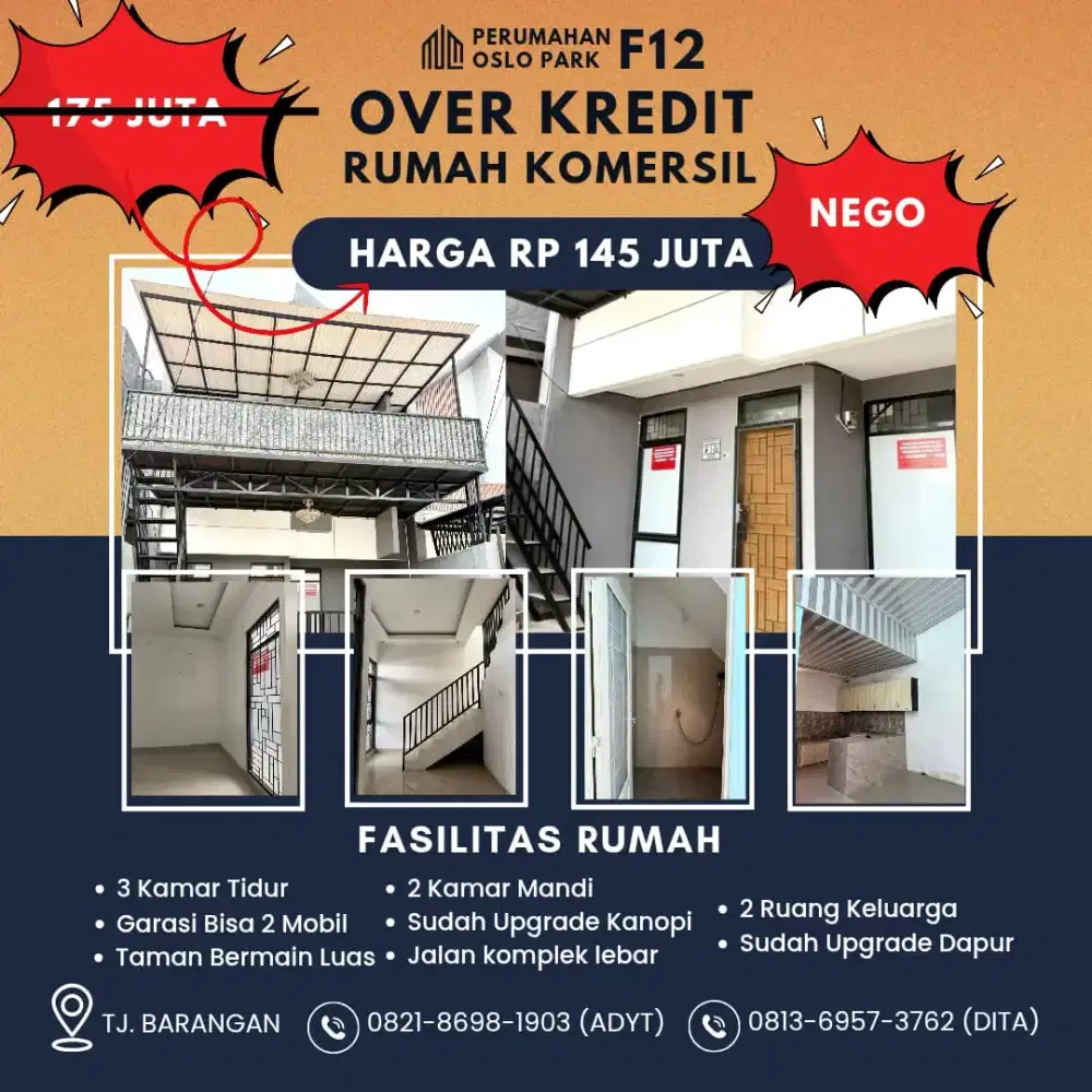 Take Over Kredit, Rumah Modern 2 Lantai, Blok F12, Perumahan Oslo Park