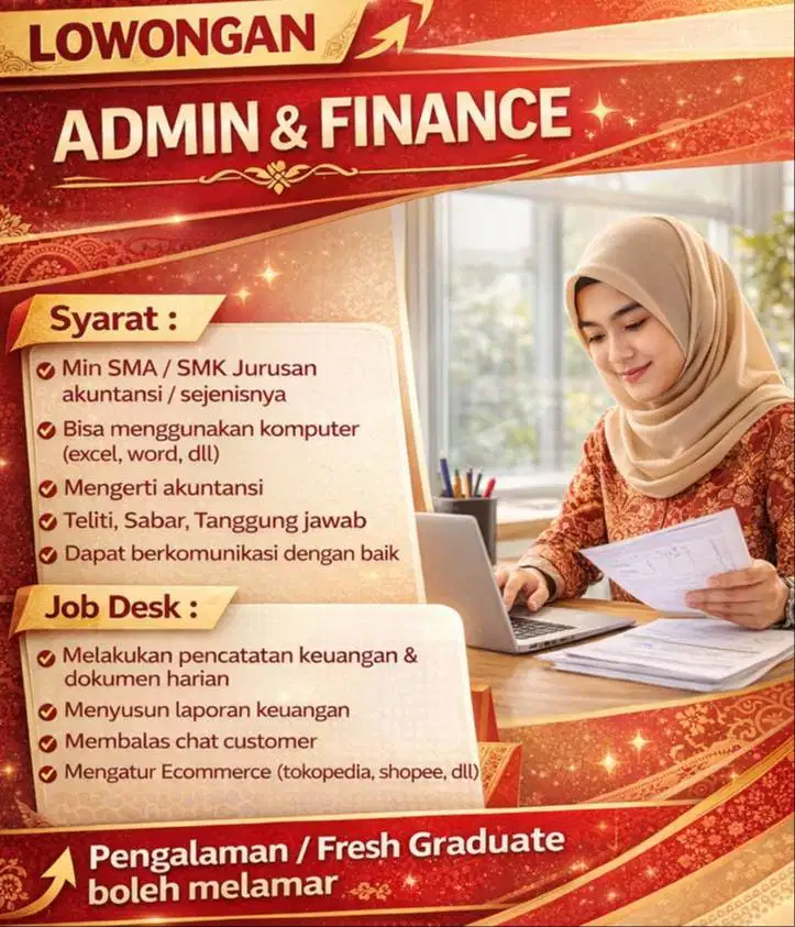 LOWONGAN KERJA ADMIN FINANCE - AREA KELAPA GADING JAKARTA UTARA