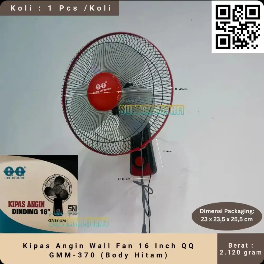 Kipas Angin Dinding Wall Fan 16 inchi QQ