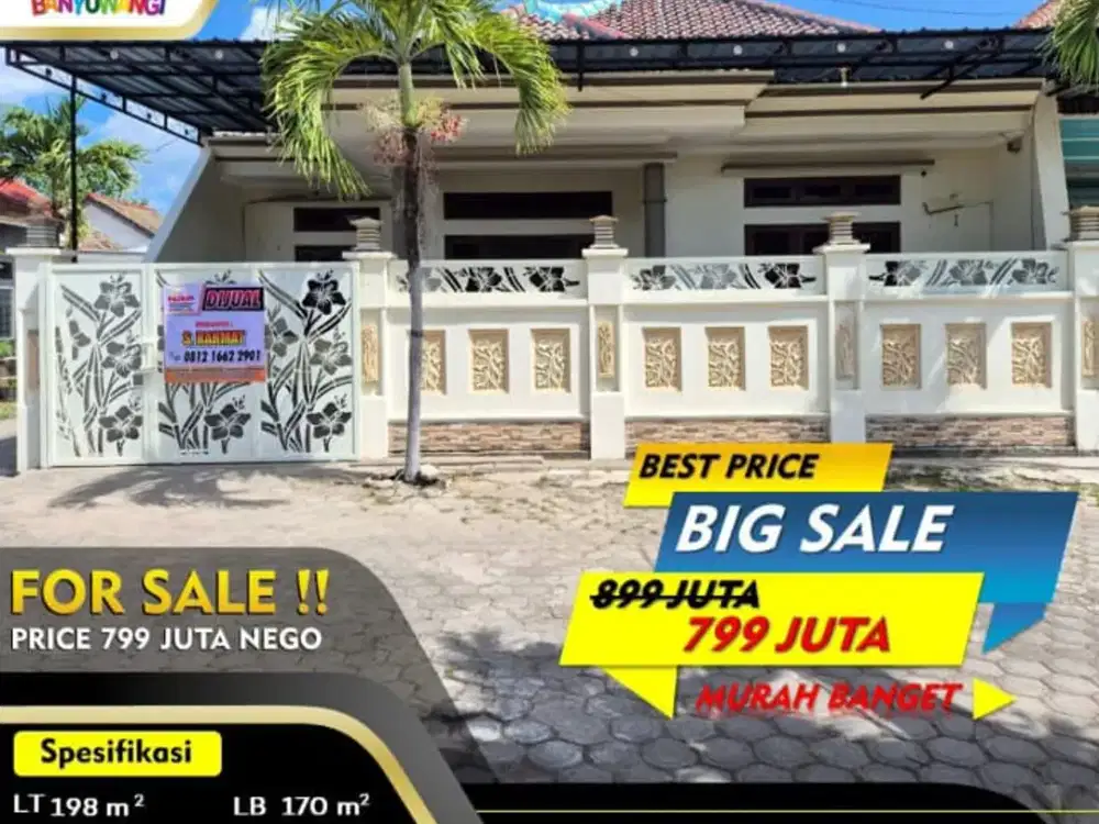 Dijual Rumah Hook - Karangrejo Banyuwangi Kota