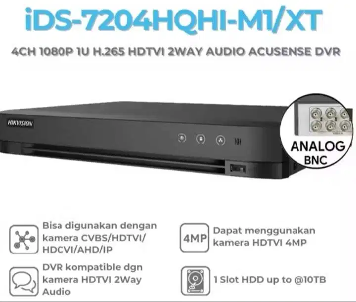 HIKVISION IDS-7204HQHI-M1/XT 1080P 1U H.265 HDTVI 2WAY AUDIO ACUSENSE
