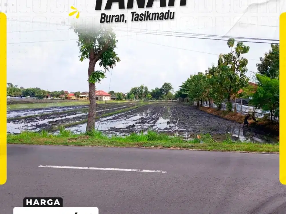 Dijual Tanah Sawah “Zona Kuning” Luas 3.311 m² di Buran Tasikmadu
