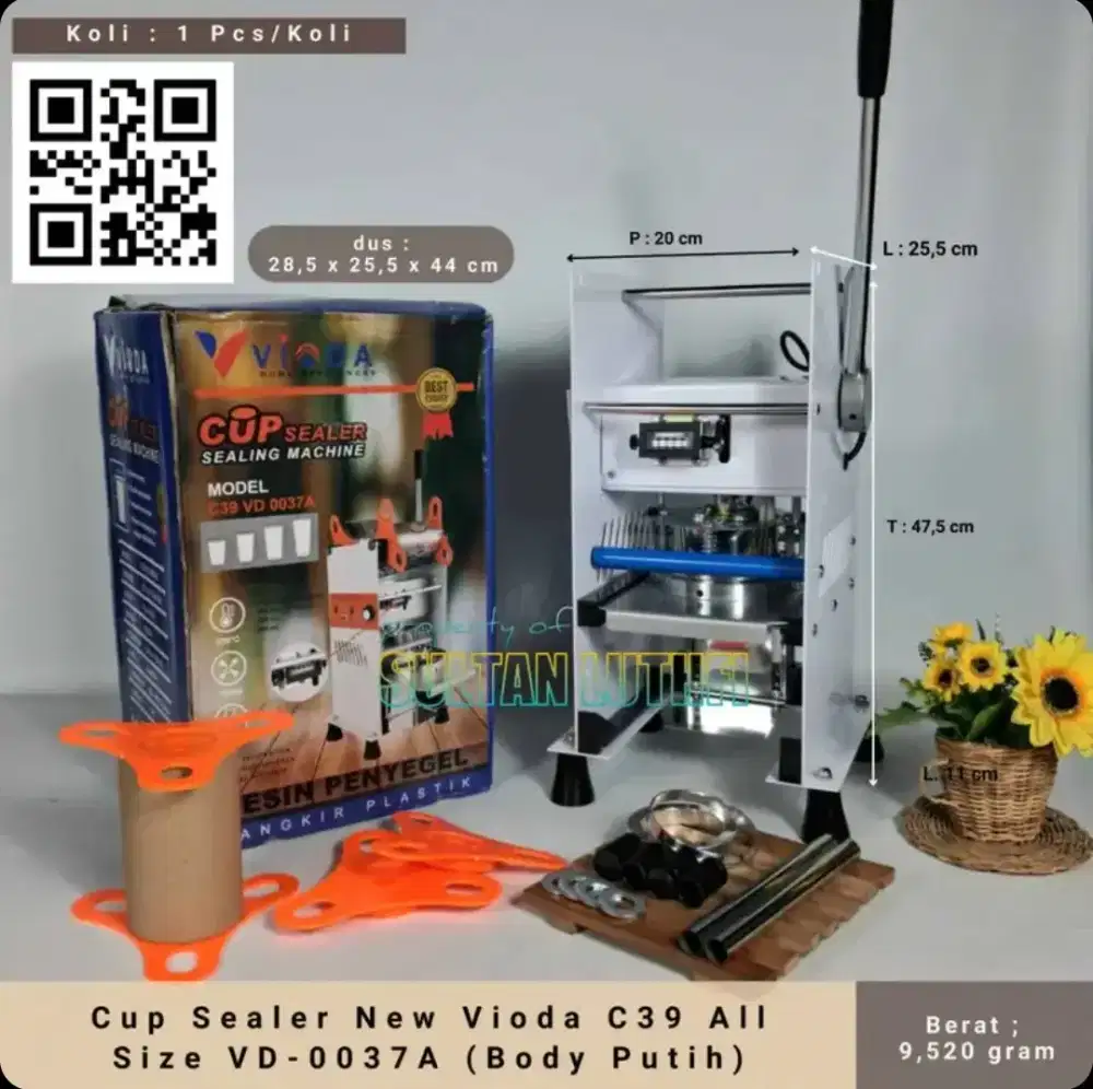 Cup Sealer New Vioda C39 All Size VD-0037A (Body Putih)