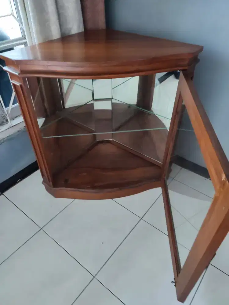 Meja sudut kayu jati dijual murah