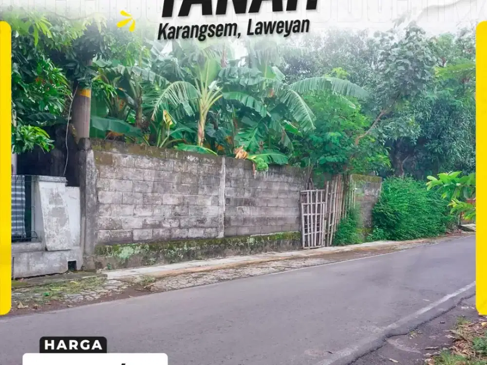 Dijual Tanah Pekarangan Luas di Lingkungan Tenang Karangasem Laweyan