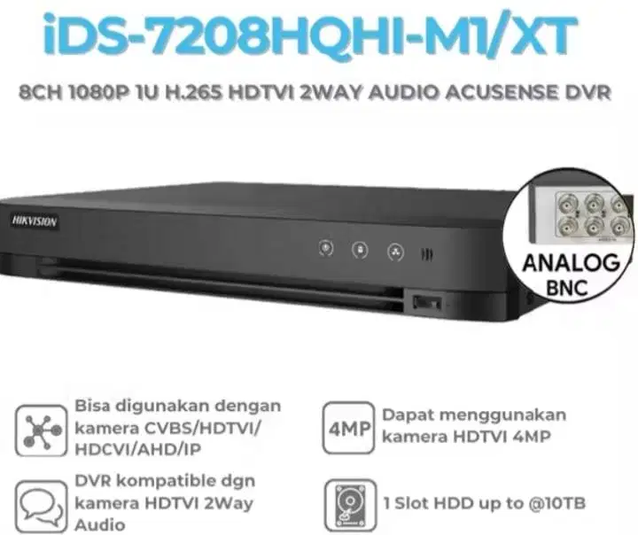 HIKVISION IDS-7208HQHI-M1/XT 1080P 1U H.265 HDTVI 2WAY AUDIO ACUSENSE