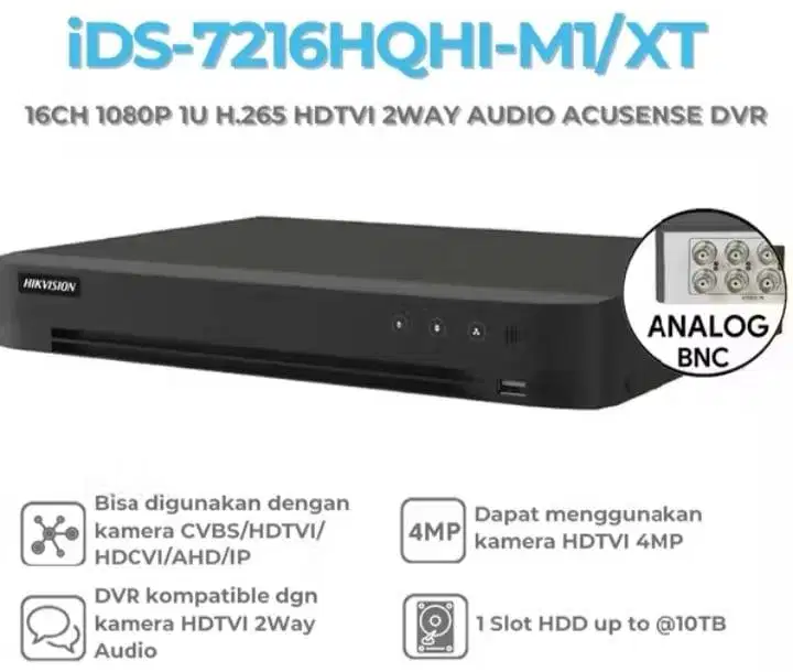 HIKVISION IDS-7216HQHI-M1/XT 1080P 1U H.265 HDTVI 2WAY AUDIO ACUSENSE