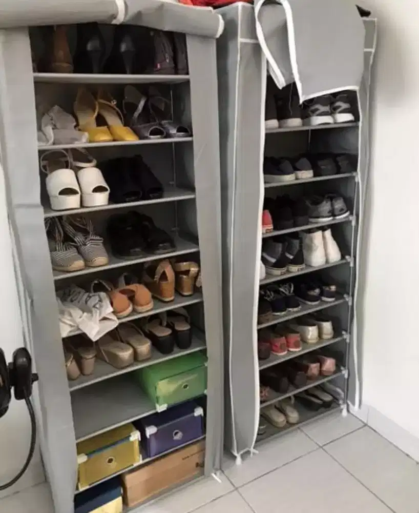 Lemari rak sepatu besi bongkar pasang