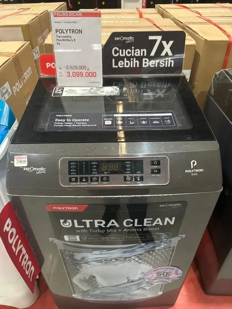 Mesin cuci Topload POLYTRON paw 8028wy 8kg