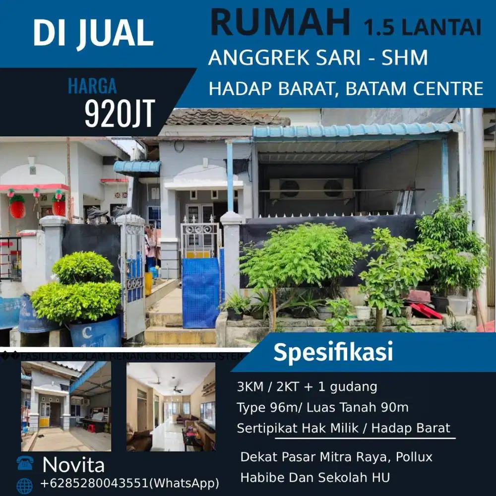 Rumah 1.5Lantai di ANGGREK SARI Batam Centre