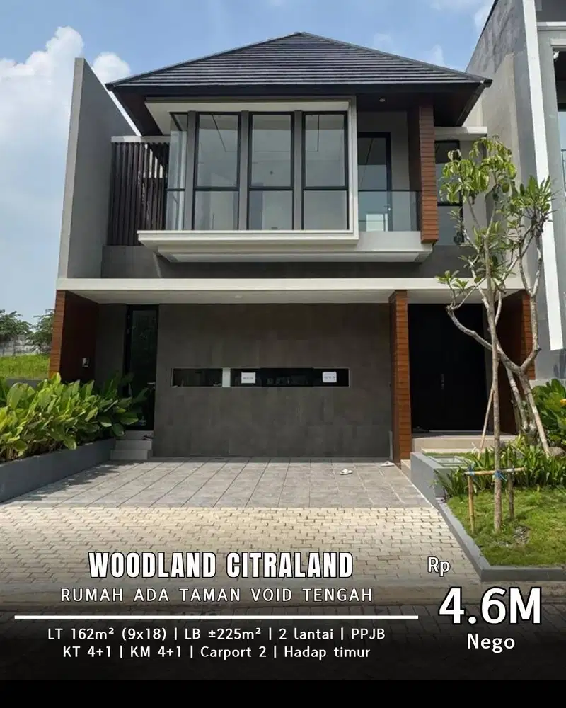 DIJUAL RUMAH BARU WOODLAND CITRALAND MASTER BEDROOM 2 ADA CARPORT