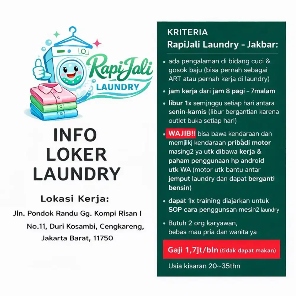 Lowongan kerja laundry