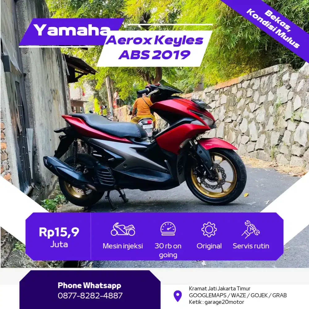 Yamaha Aerox S 155cc Abs Keylles Bluecore Fi Tahun 2019