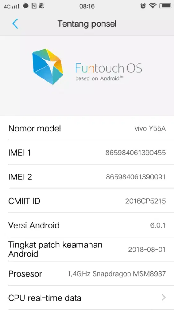 VIVO Y55A RAM 2/160*9