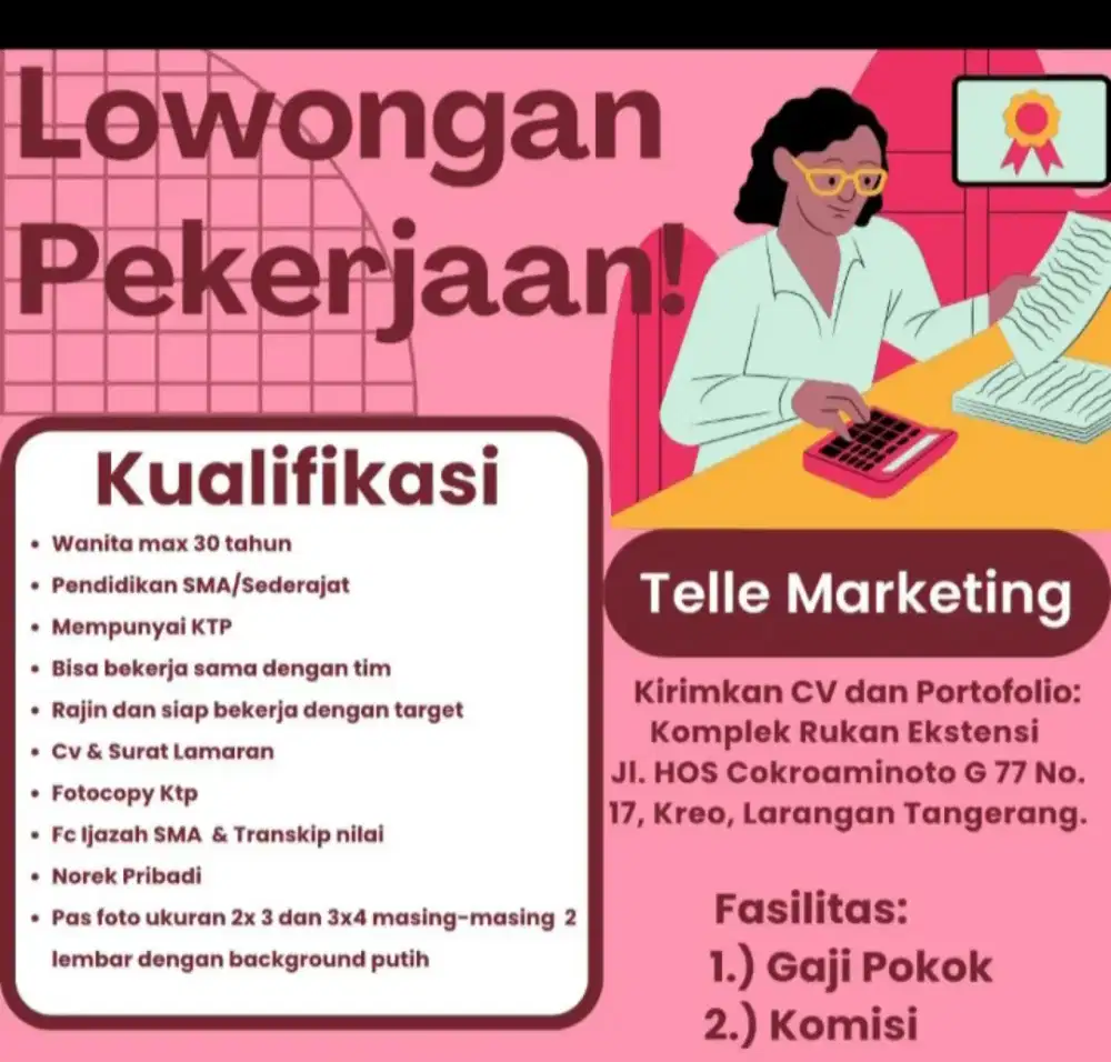 Lowongan kerja telemarketing dan Kurir