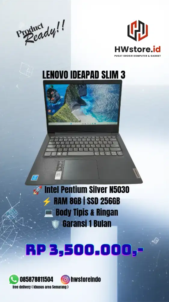 Lenovo IP Slim 3 Slim Cantik - Pentium N5030 - RAM 8GB - Semarang