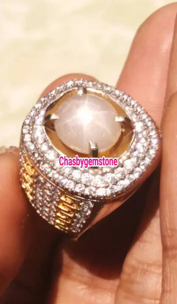 Cincin Batu permata white safir star-Batu white safir cylon star joss