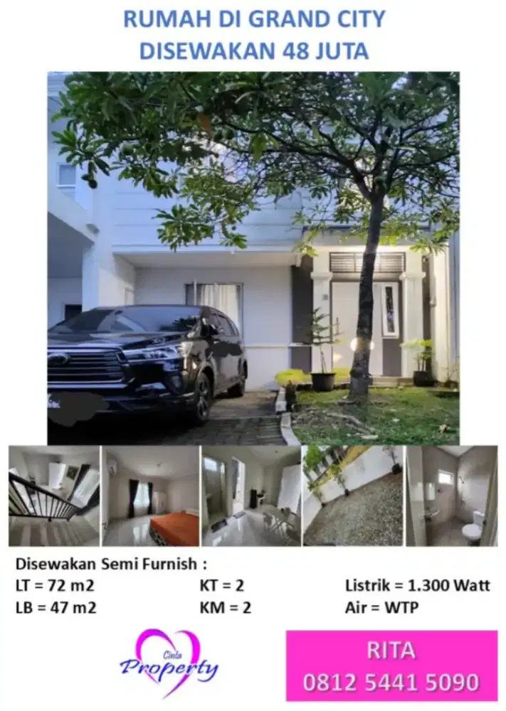 DISEWAKAN RUMAH DI GRAND CITY