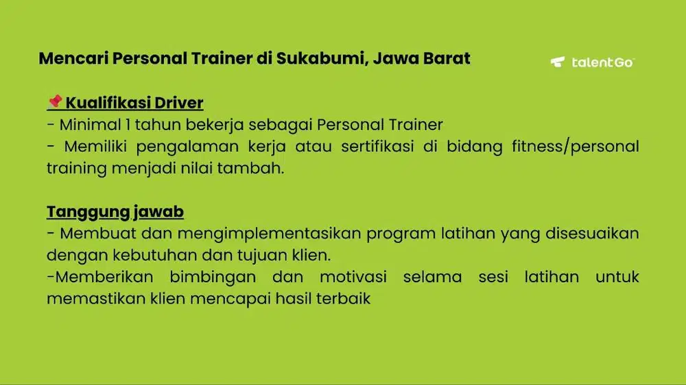 Personal Trainer (GYM) untuk di daerah Sukabumi