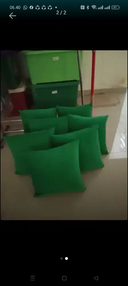 Jual bantal kursi 7 pcs,warna hijau kondisi sangat layak pakai &bersih