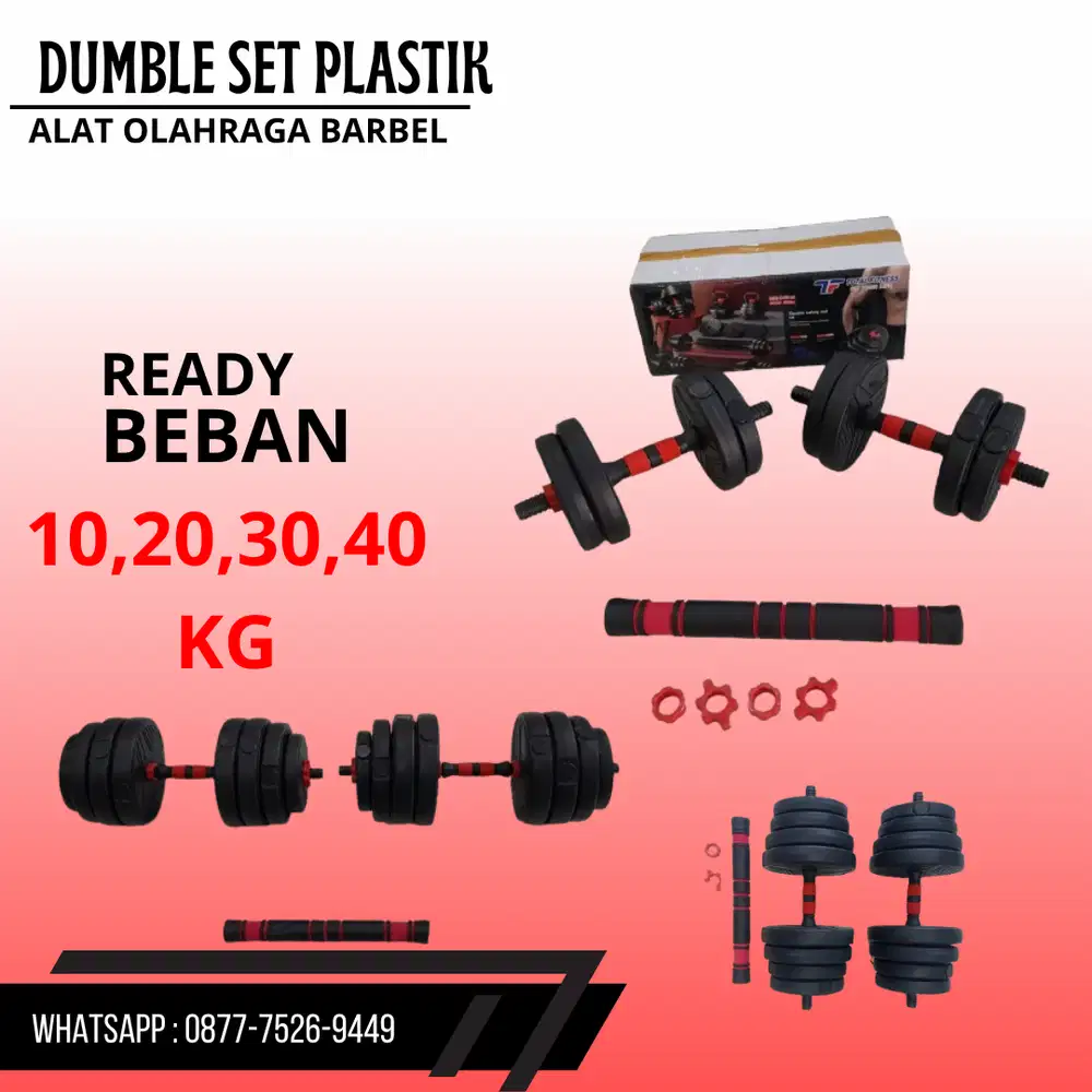 Dumbbell Set Plastik 10KG/20KG/30kg/40kg - Alat Fitness Rum
