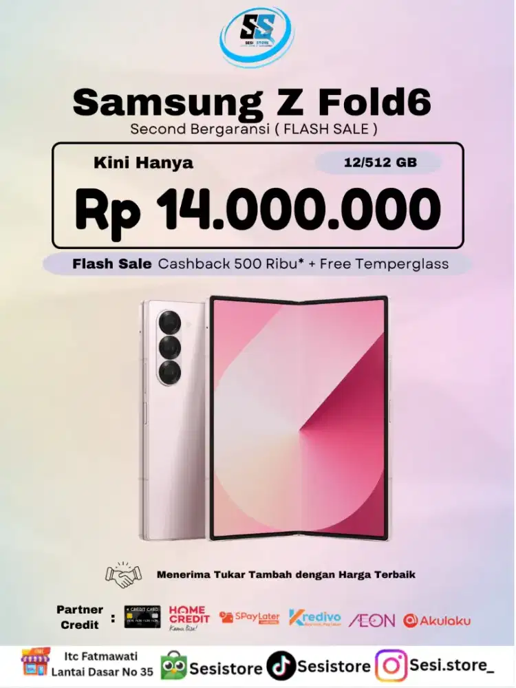Samsung z fold 6 512gb pink second mulus lengkap  jual cepet !!