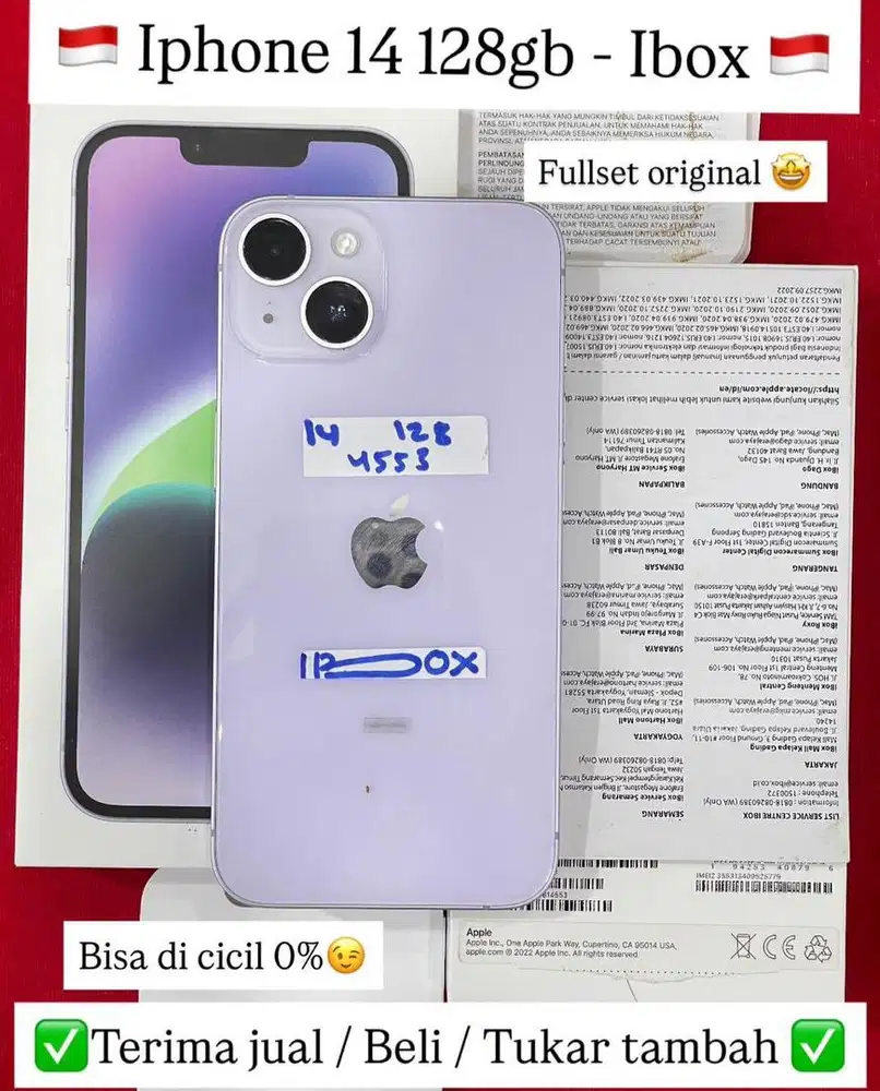 Iphone 14 128 Gb Purple Resmi ibox fullset original