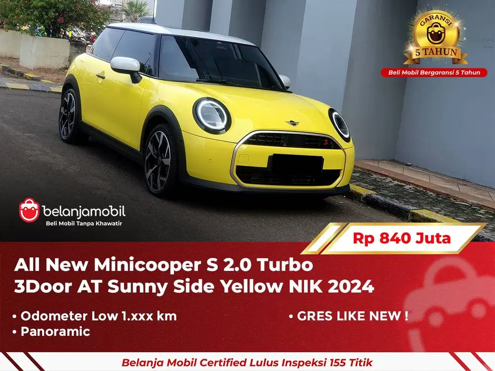 [ GARANSI 5TH ] Mini Cooper Minicooper S 2.0 Turbo 3 door 2024 2025