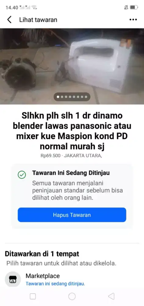 Slhkn plh slh 1 dr dinamo blender panasonic/mixer kue Maspion kond hdp